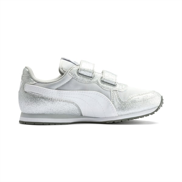 Cabana Racer Glitz V EVA Girl's Shoes, Puma Silver-Puma White-Gray Violet, extralarge-IND