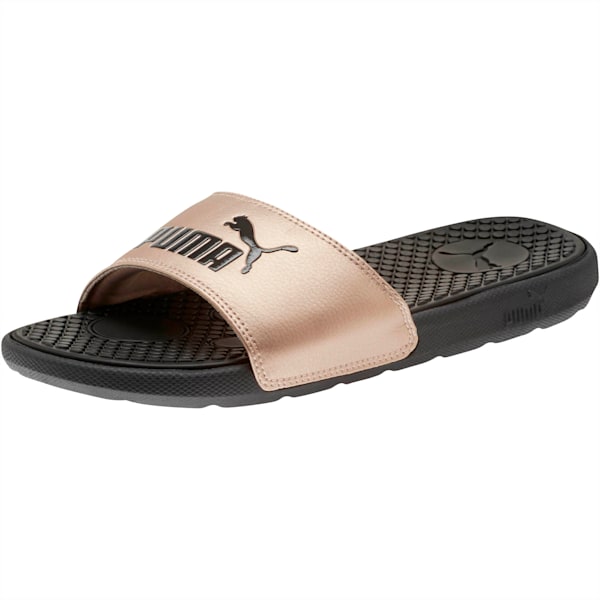 Cool Cat Metallic Women’s Slides, Puma Black-Rose Gold, extralarge