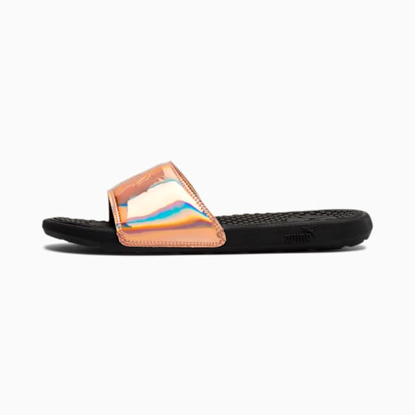 Cool Cat Opalescent Women's Slides, Puma Black-Rose Gold, extralarge