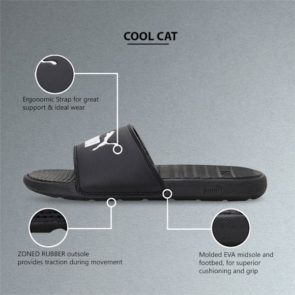 Cool Cat Unisex Slides, Puma Black-Puma White, extralarge-IND