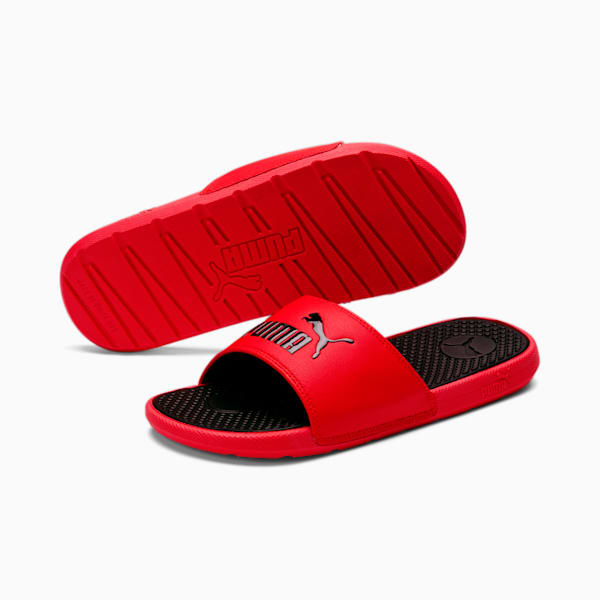 Cool Cat Kids' Slides Big Kids, High Risk Red-Puma Black, extralarge