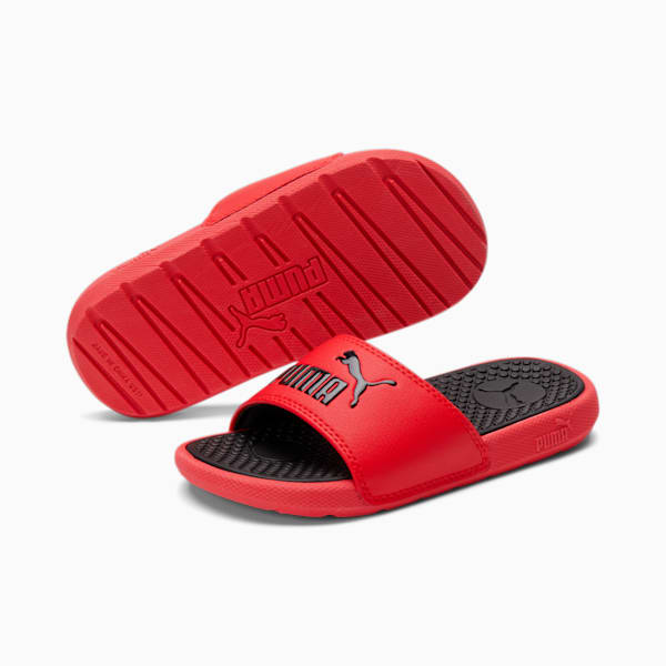 Red and hot sale black puma slides