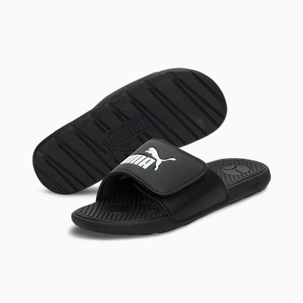 Cool Cat V Kids Slides, Puma Black-Puma White, extralarge-IND