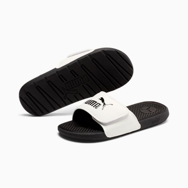 Cool Cat V Kids' Slides Big Kids, Puma Black-Puma White, extralarge