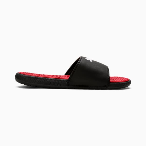 Cool Cat Sport Slides Big Kids, Puma Black-Puma White-High Risk Red, extralarge