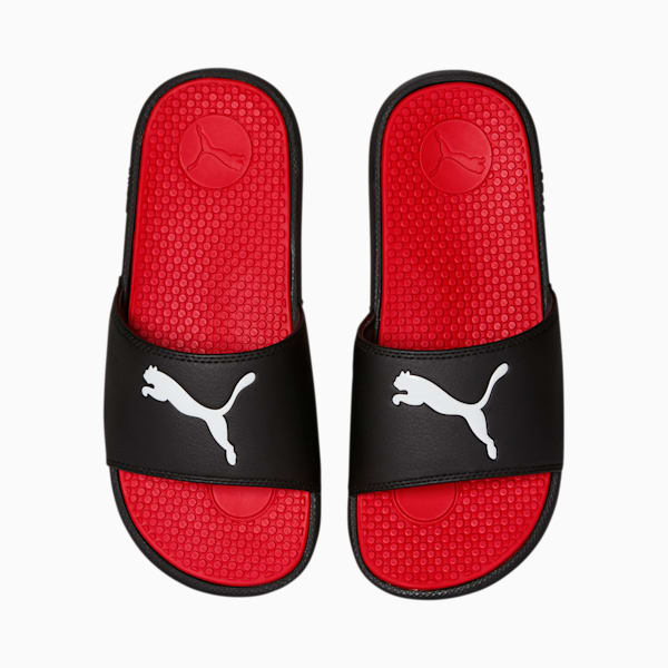 Cool Cat Sport Slides Big Kids, Puma Black-Puma White-High Risk Red, extralarge