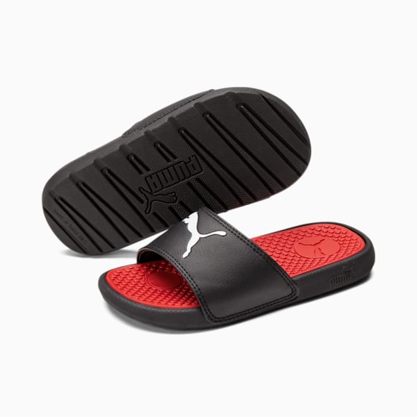 Cool Cat Sport Little Kid's Slides, Puma Black-Puma White-High Risk Red