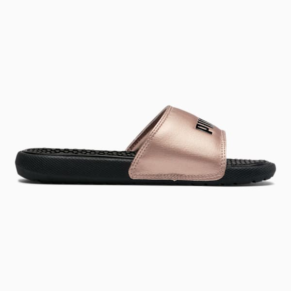 Cool Cat Metallic Little Kids' Slides, Puma Black-Rose Gold, extralarge