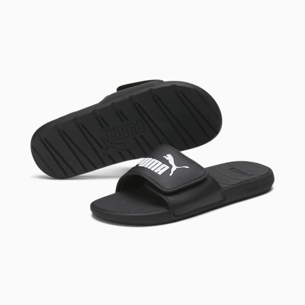 Cool Cat V Men's Slides, Puma Black-Puma White, extralarge