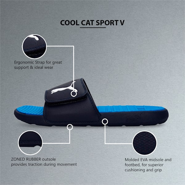 Cool Cat Sport Men's Slides, Puma Black-Puma White, extralarge-IND