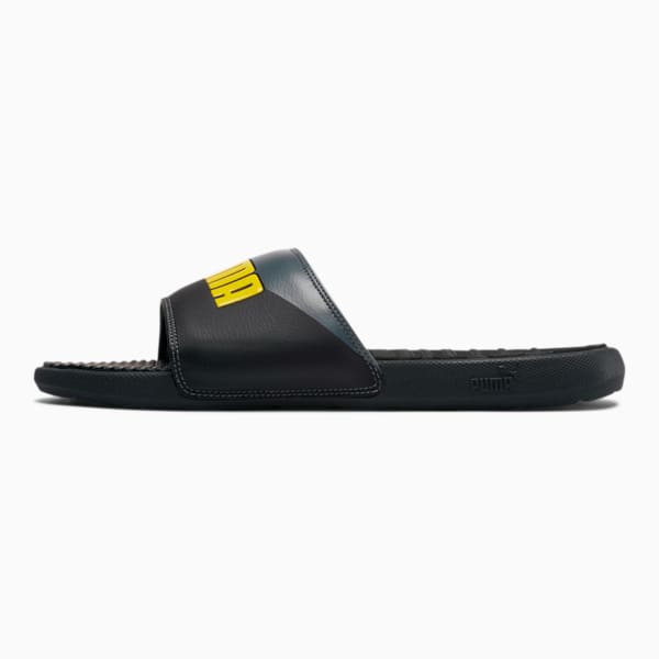 Cool Cat Bold Angled Men's Slides, Puma Black-QUIET SHADE-Blazing Yellow, extralarge