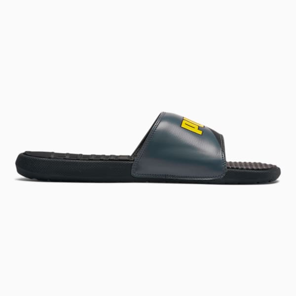 Cool Cat Bold Angled Men's Slides, Puma Black-QUIET SHADE-Blazing Yellow, extralarge