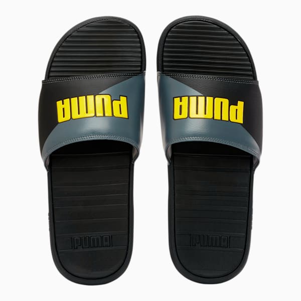 Cool Cat Bold Angled Men's Slides, Puma Black-QUIET SHADE-Blazing Yellow, extralarge