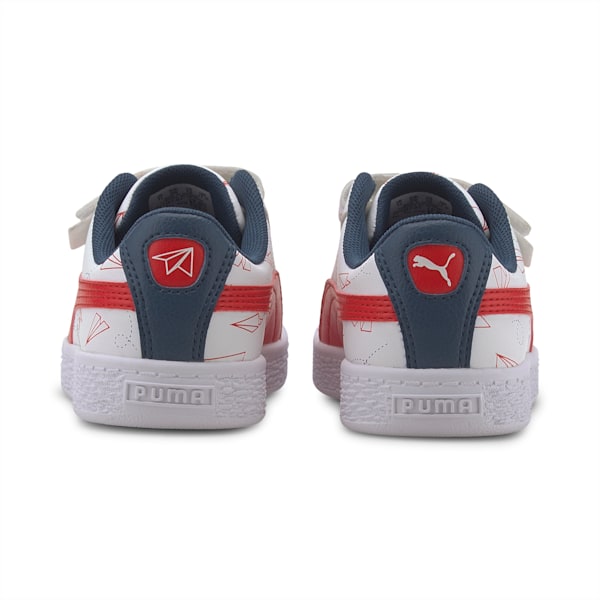 Basket Paper Plane Little Kids' Shoes, Puma White-High Risk Red, extralarge