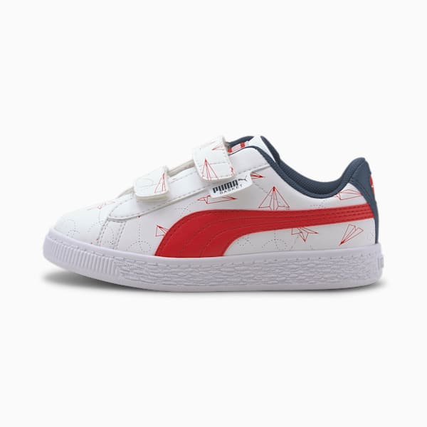 Basket Paper Plane Little Kids' Shoes, Puma White-High Risk Red, extralarge