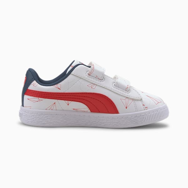 Basket Paper Plane Little Kids' Shoes, Puma White-High Risk Red, extralarge