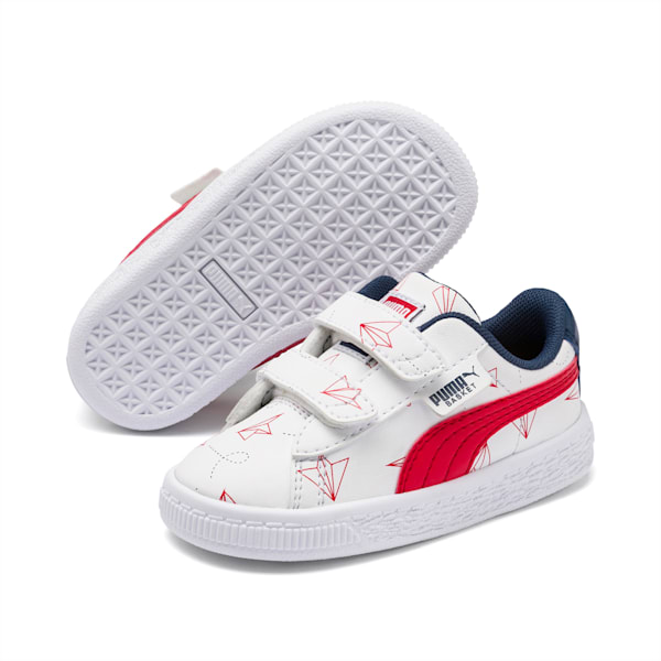 Basket Paper Plane Toddler Shoes, Puma White-High Risk Red, extralarge