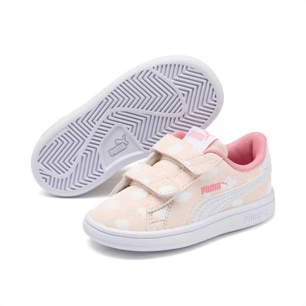 PUMA Smash v2 Toddler Shoes, Rosewater-Peony-Puma White, extralarge