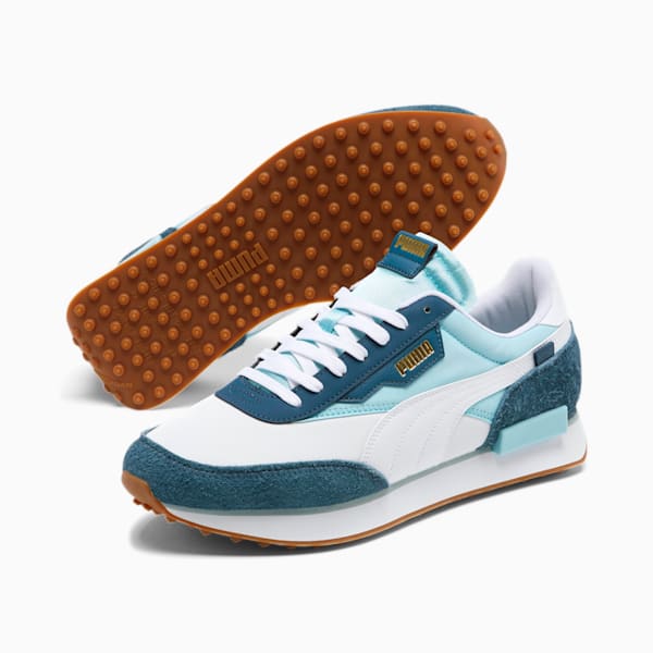 Future Rider Game On Men's Sneakers, Puma White-Aquamarine-Dark Denim, extralarge