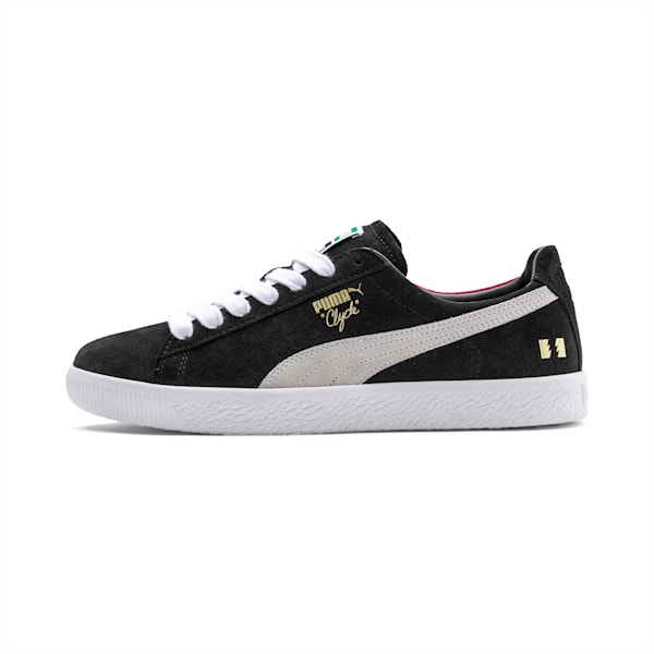 PUMA x THE HUNDREDS Clyde Men's Sneakers, Puma Black-Puma White, extralarge