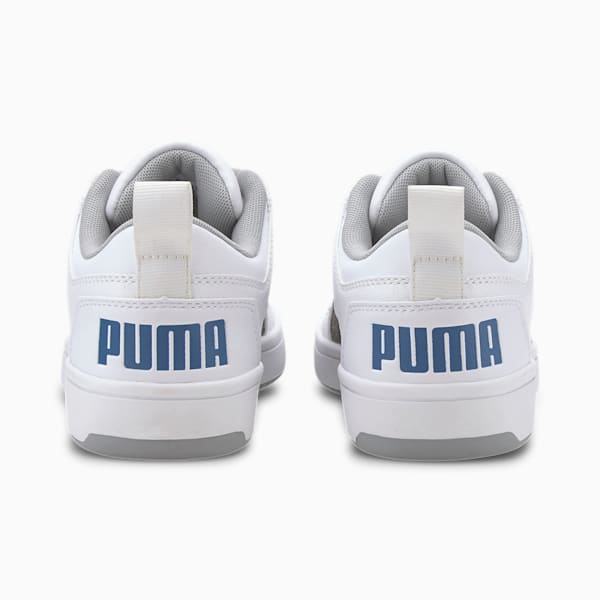 PUMA Rebound LayUp Garment Washed Sneakers JR, Puma White-Puma Black-Bright Cobalt-High Rise, extralarge