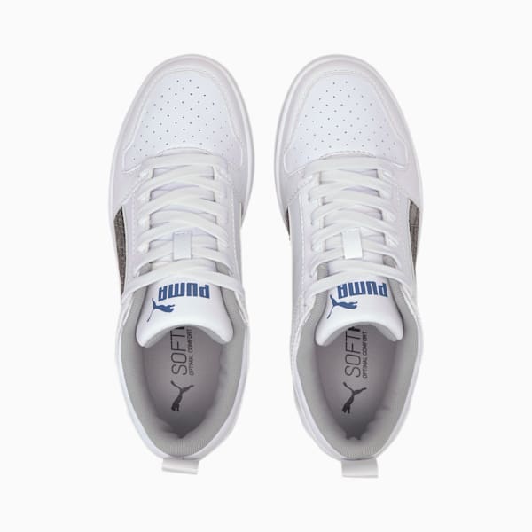 PUMA Rebound LayUp Garment Washed Sneakers JR, Puma White-Puma Black-Bright Cobalt-High Rise, extralarge