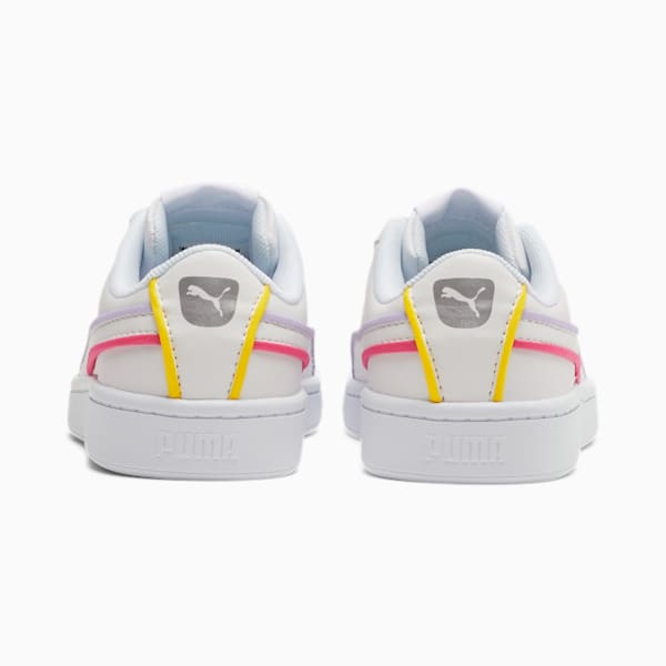 PUMA Vikky v2 Hem Little Kids' Shoes, Puma White-Puma Silver-Purple Heather-Bubblegum-Sunny Lime, extralarge