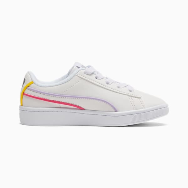 PUMA Vikky v2 Hem Little Kids' Shoes, Puma White-Puma Silver-Purple Heather-Bubblegum-Sunny Lime, extralarge