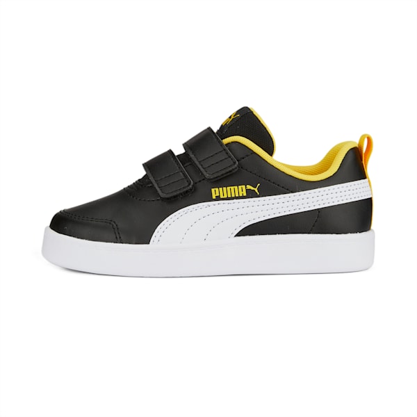 Courtflex V2 V Kids' Sneakers, PUMA Black-PUMA White-Pelé Yellow, extralarge-IND