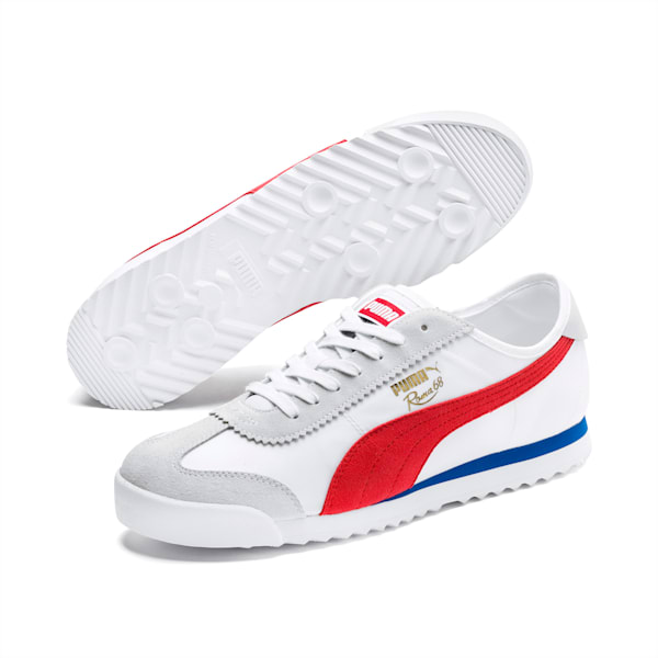 Roma '68 Nylon Sneakers, Puma White-High Risk Red