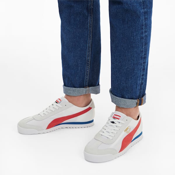 Roma '68 Nylon Sneakers, Puma White-High Risk Red, extralarge