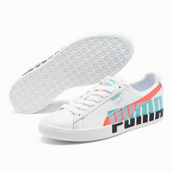 Clyde Logo Women's Sneakers, Puma White-Pink Alert, extralarge