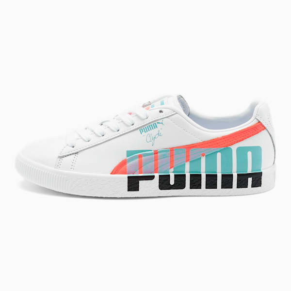 Clyde Logo Women's Sneakers, Puma White-Pink Alert, extralarge