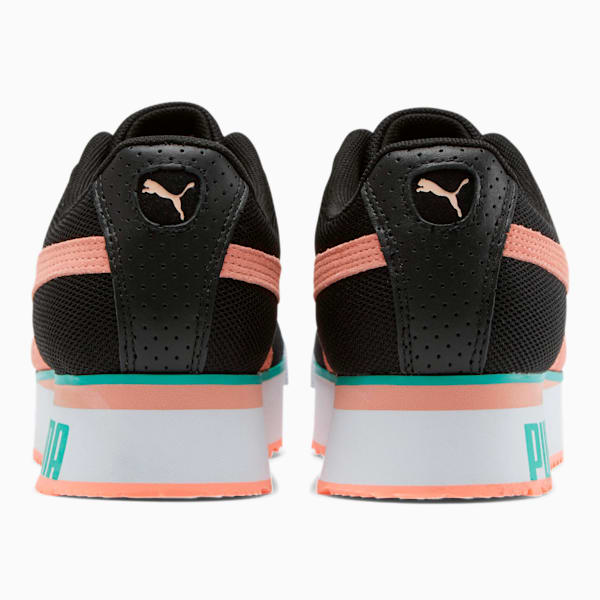 Roma Amor Mesh Mix Women's Sneakers, Black-Br Peach-Ble Turquoise, extralarge