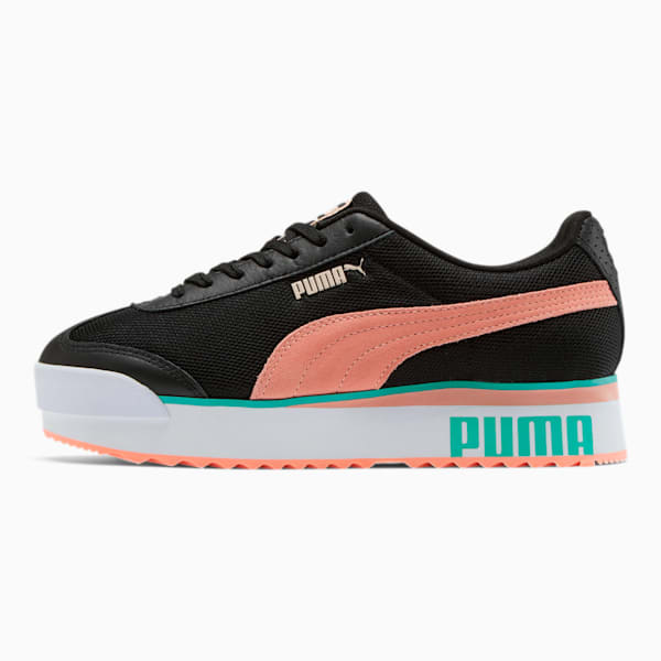 Roma Amor Mesh Mix Women's Sneakers, Puma Black-Bright Peach-Blue Turquoise, extralarge