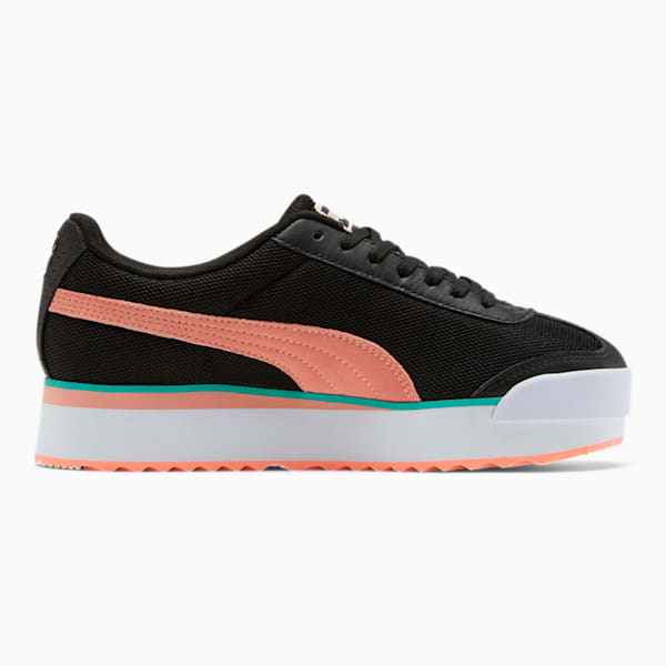 Roma Amor Mesh Mix Women's Sneakers, Black-Br Peach-Ble Turquoise, extralarge