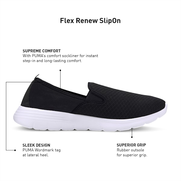 Flex Renew  Slip On Walking Shoes, Puma Black-Puma White
