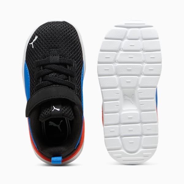 Black PUMA trainer for toddlers with a hook-and-loop strap and a white sole.