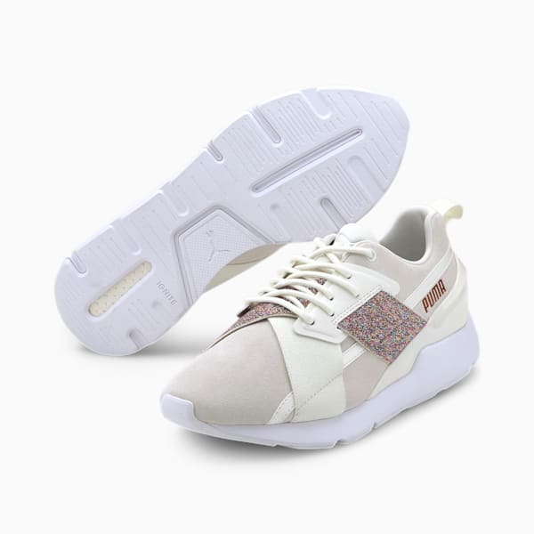 Muse X-2 Shimmer Women's Sneakers, Marshmallow-Puma White, extralarge