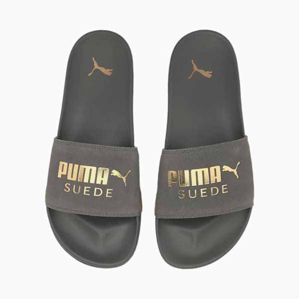 Leadcat FTR Suede Classic Slides, Ultra Gray-Puma Team Gold, extralarge