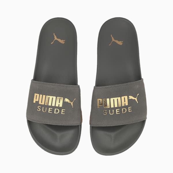 Leadcat FTR Suede Classic Slides, Ultra Gray-Puma Team Gold, extralarge