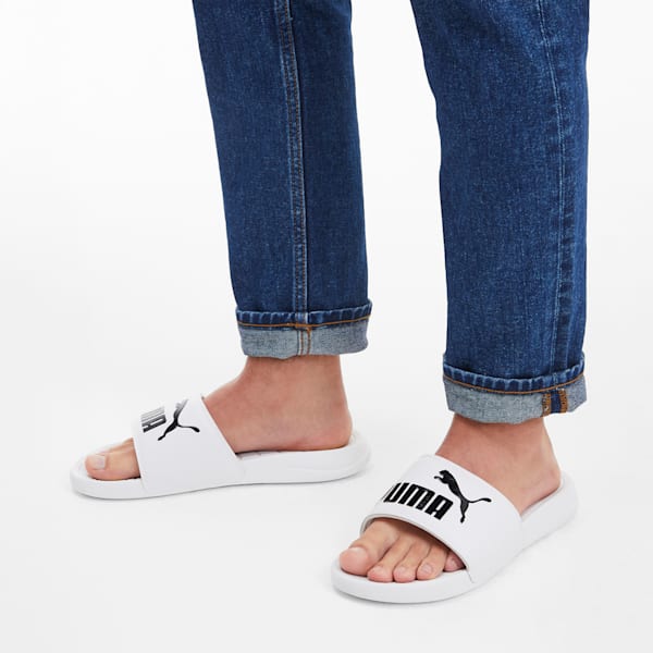 Popcat 20 Unisex Slides, Puma White-Puma Black, extralarge-IND