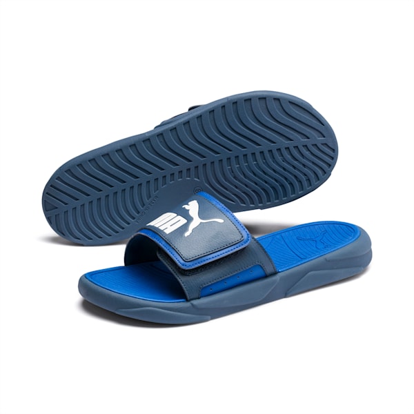 Royalcat Comfort Slides, Dark Denim-Palace Blue-Puma White, extralarge