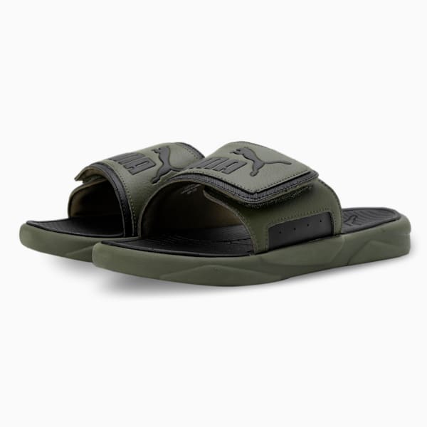 Royalcat Comfort Unisex Slides, Green Moss-PUMA Black, extralarge-IND