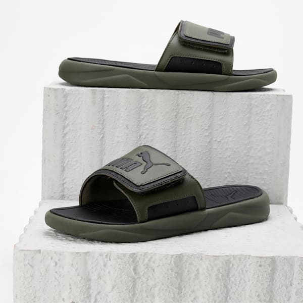 Royalcat Comfort Unisex Slides, Green Moss-PUMA Black, extralarge-IND