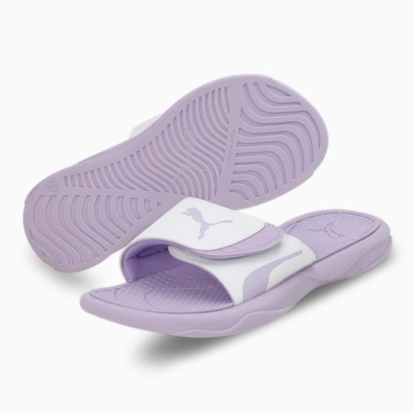 Royalcat Comfort Women's Slides, Vivid Violet-PUMA White, extralarge-IND