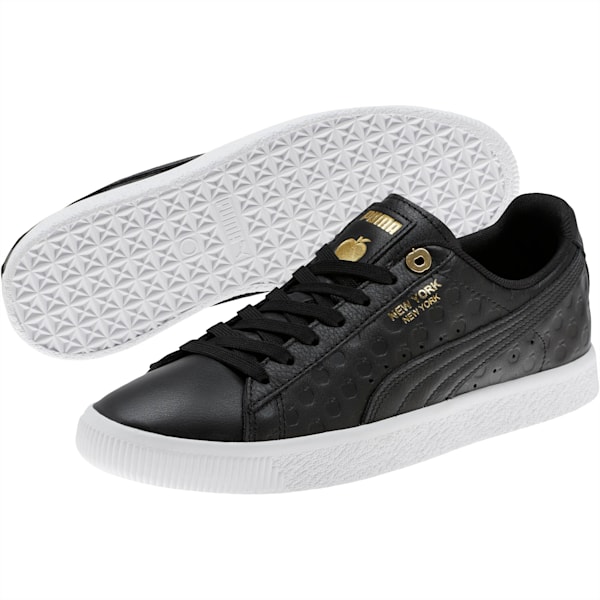 Clyde NYC Gold Apple Sneakers, Puma Black-Puma Team Gold, extralarge