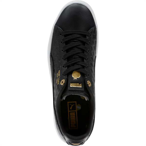 Clyde NYC Gold Apple Sneakers, Puma Black-Puma Team Gold, extralarge