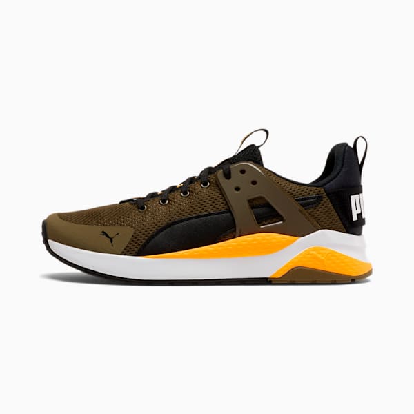 Anzarun Cage Men's Sneakers, Dark Olive-Black-Orange, extralarge