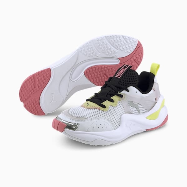 Rise Contrast Women's Sneakers, Puma White-Purple Heather-Sunny Lime, extralarge